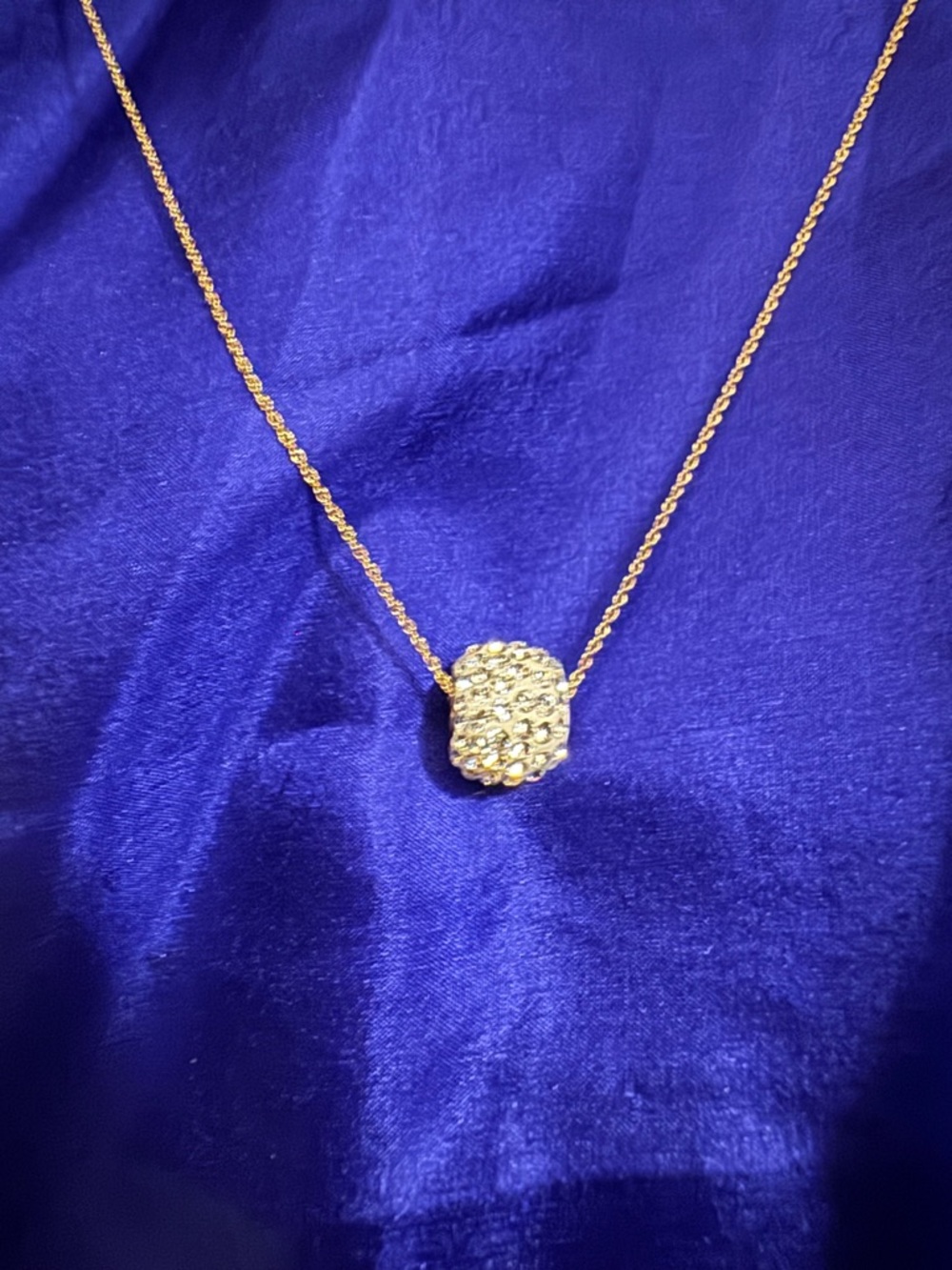 Glittering 14k gold and rhinestone pendant (chain not included)